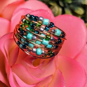 Wire and Glass Bead Ring